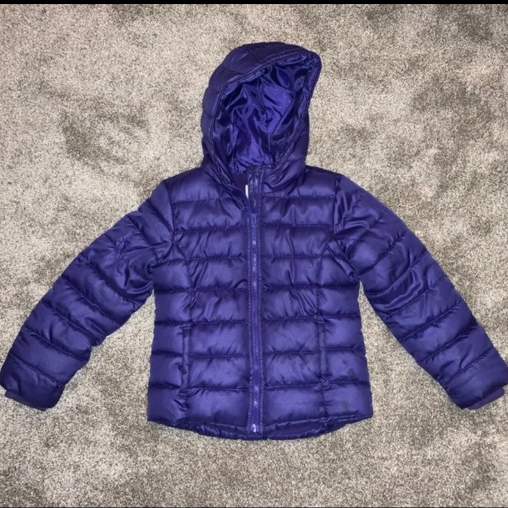 Girls Purple Hooded Puffer Jacket - 6/7